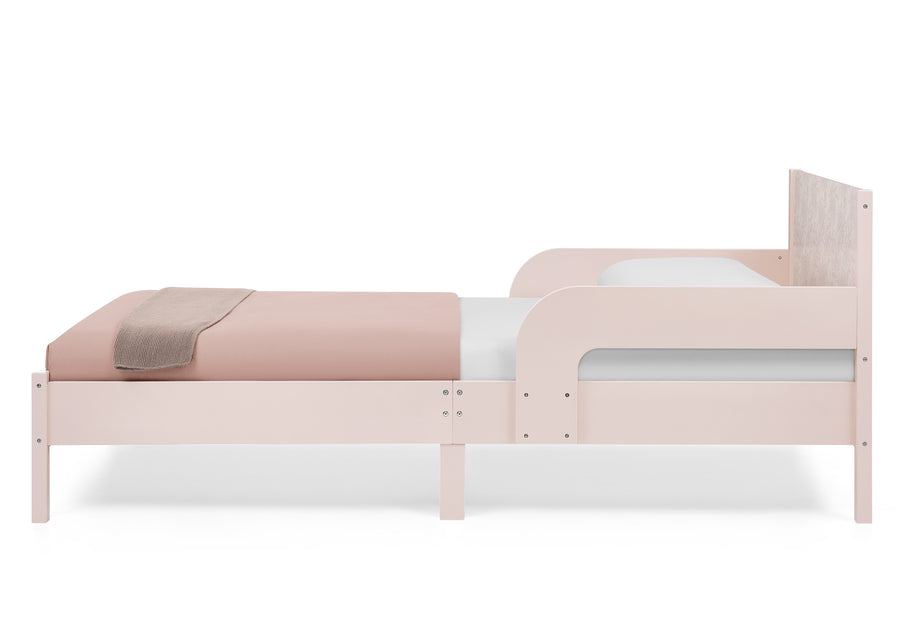 Pink Floral Toile (1727) 18-Cora Wood Twin Bed with Removable Guardrails