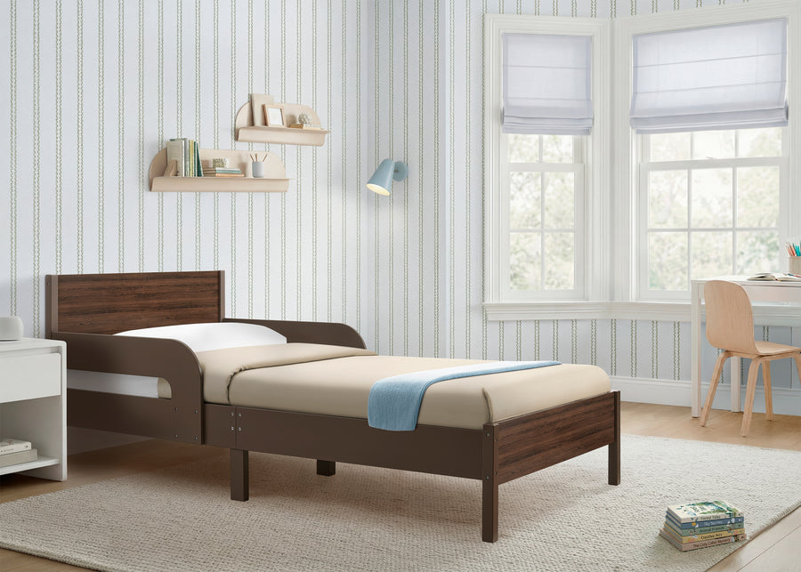 Brown (1728) 20-Cora Wood Twin Bed with Removable Guardrails