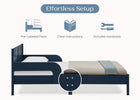 Navy (1729) 55-Cora Wood Twin Bed with Removable Guardrails