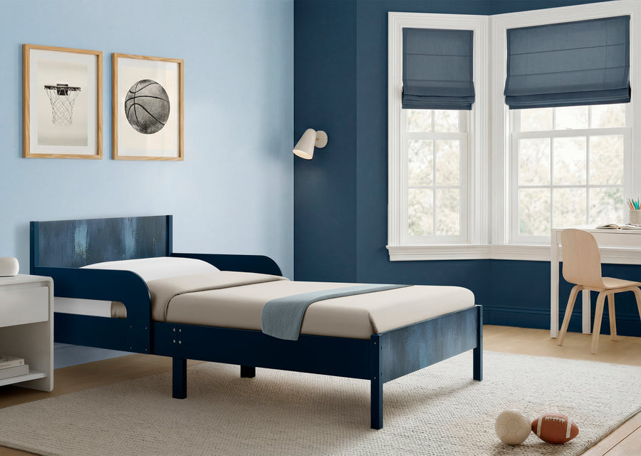 Navy (1729) 26-Cora Wood Twin Bed with Removable Guardrails