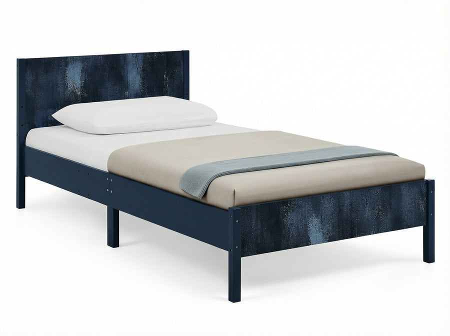 Navy (1729) 27-Cora Wood Twin Bed with Removable Guardrails