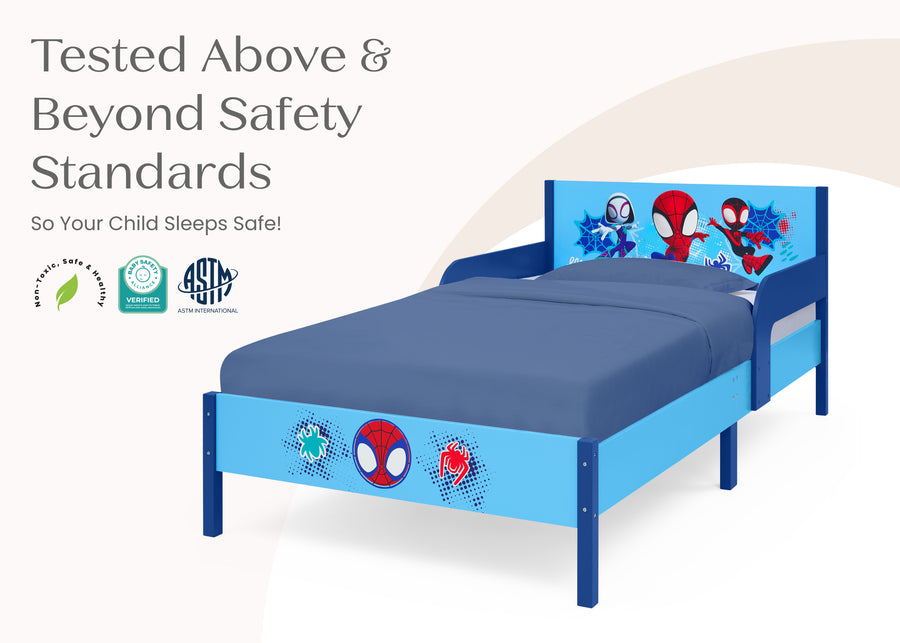 Spider-Man (1164) 5-Spidey and His Amazing Friends Wood Twin Bed with Removable Guardrails