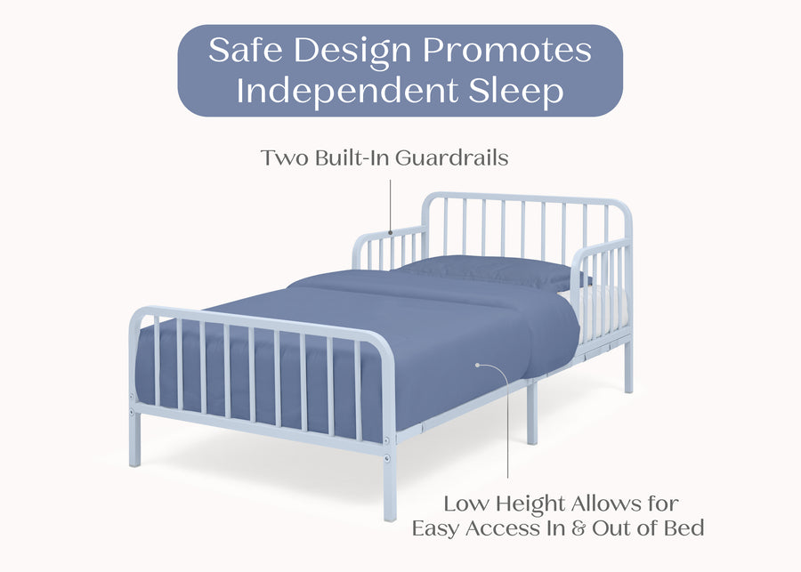 Blue (1773) 18-Finley Metal Toddler Bed with Spindles