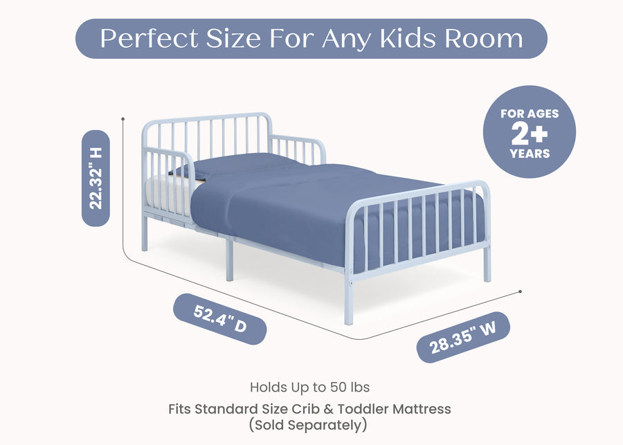 Blue (1773) 19-Finley Metal Toddler Bed with Spindles