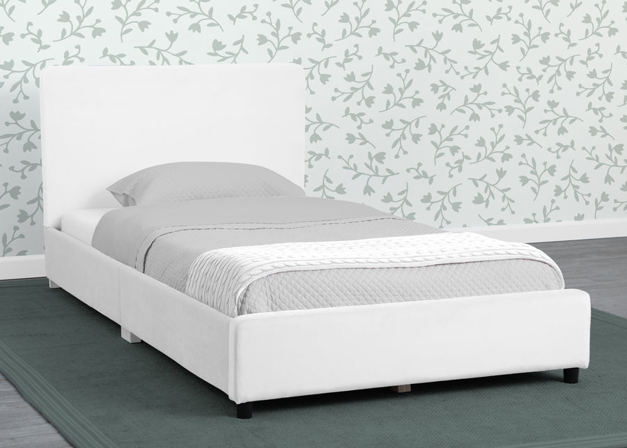 White Velvet (1600) 2-Upholstered Twin Bed with Headboard