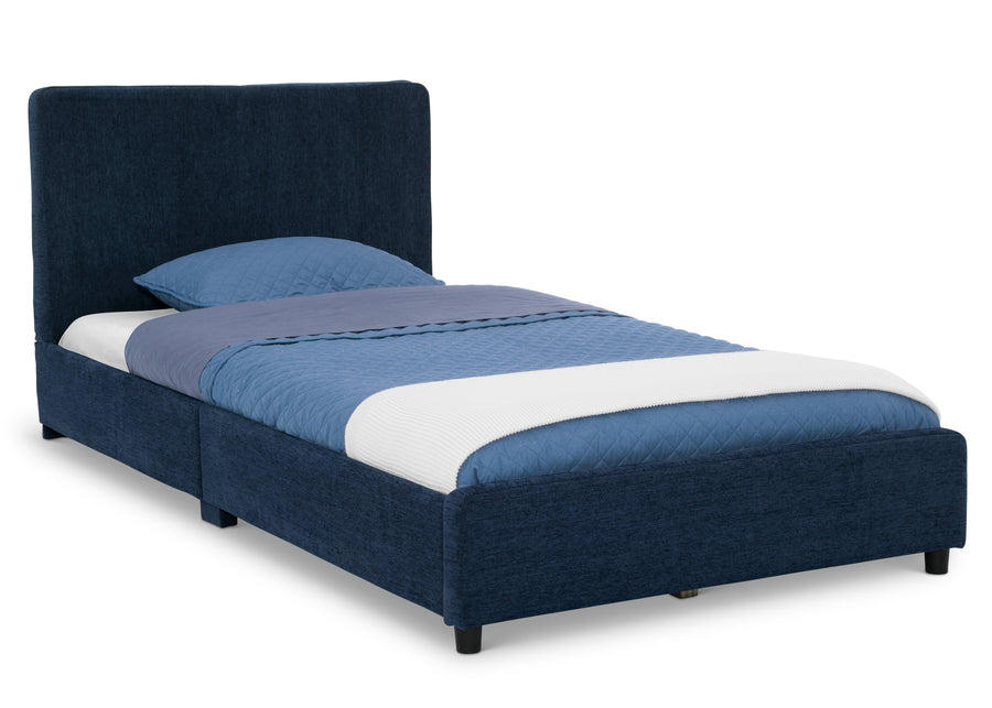 Navy Tweed (1602) 20-Upholstered Twin Bed with Headboard