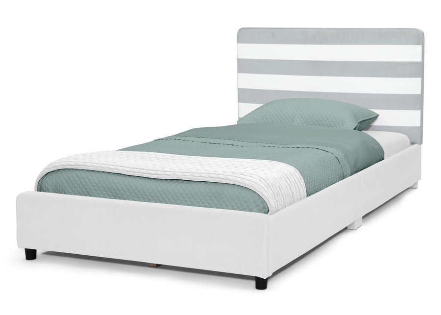 Grey with White Stripes (1603) 29-Upholstered Twin Bed with Headboard