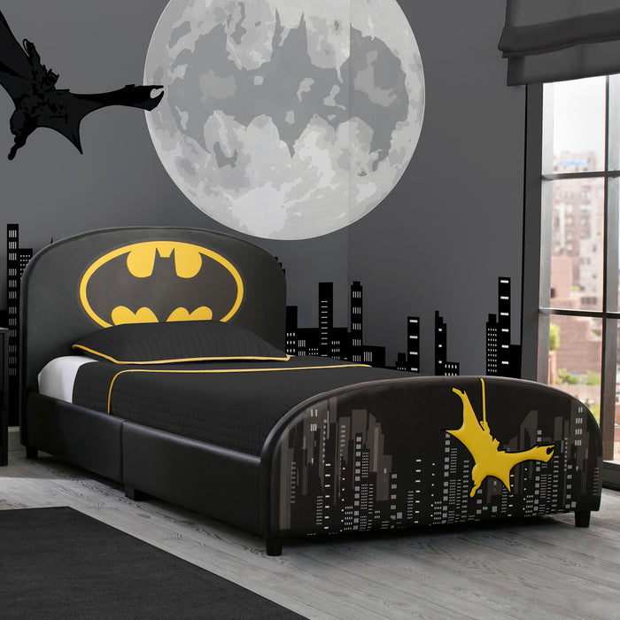 BB87151BT 1200 Batman Upholstered Twin Bed Lifestyle 101 1-Batman Upholstered Twin Bed