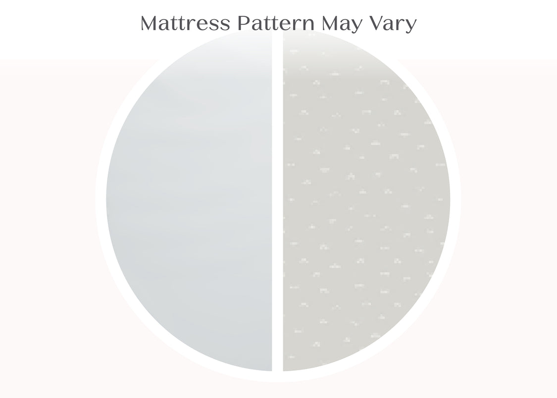 Two circular mattress topper samples with different patterns on a white background.