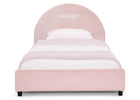 Pink with Velvet Piping (12081) 3-Personalized Upholstered Twin Bed with Round Headboard