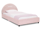 Pink with Velvet Piping (12081) 4-Personalized Upholstered Twin Bed with Round Headboard