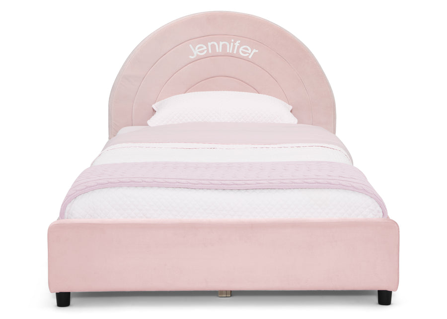 Pink with Velvet Quilted (12082) 10-Personalized Upholstered Twin Bed with Round Headboard