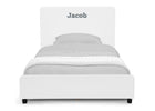 White Velvet (1600) 3-Personalized Upholstered  Twin Bed with Headboard
