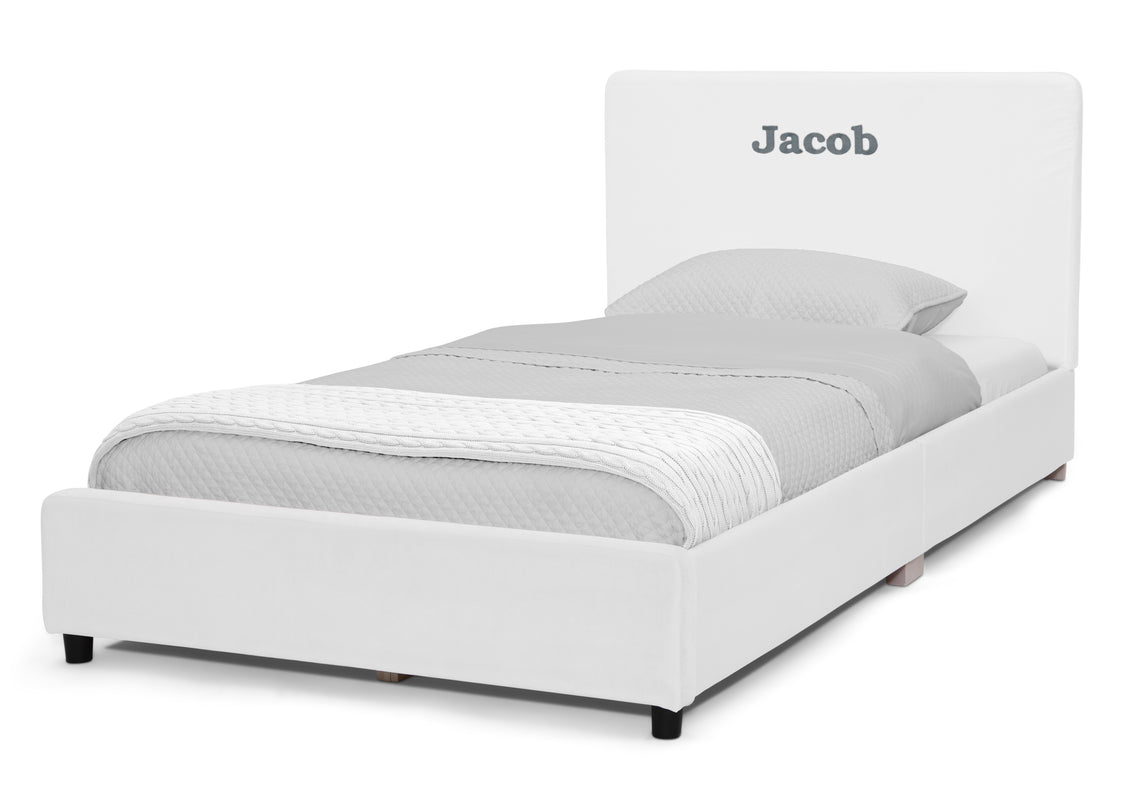 Personalized Upholstered Twin Bed with Headboard