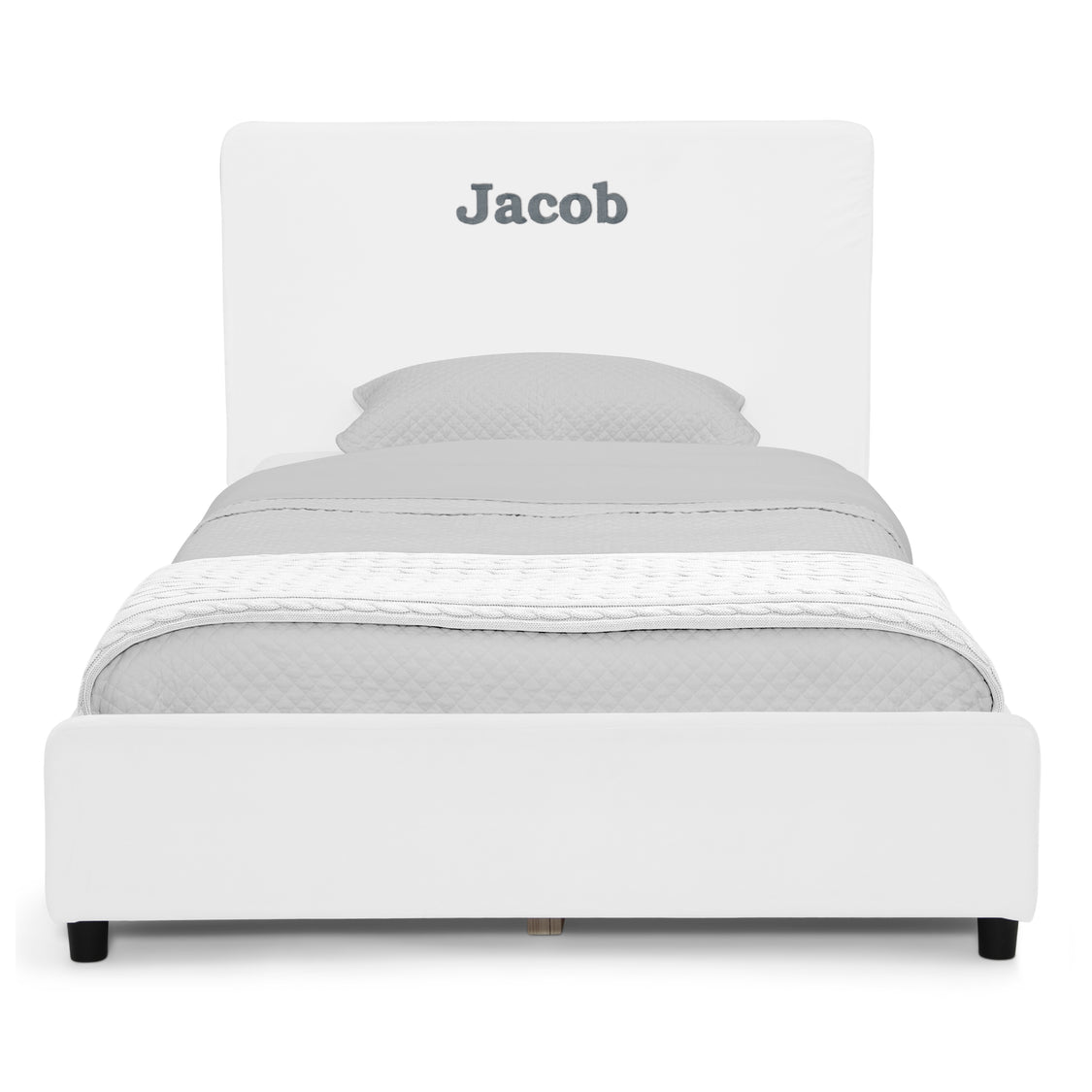 Personalized Upholstered  Twin Bed with Headboard