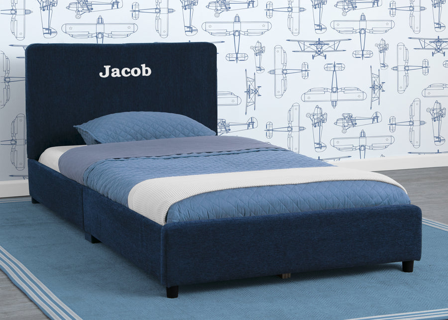 Navy Tweed (1602) 16-Personalized Upholstered  Twin Bed with Headboard