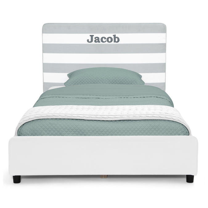 Personalized Upholstered  Twin Bed with Headboard 27-Personalized Upholstered  Twin Bed with Headboard