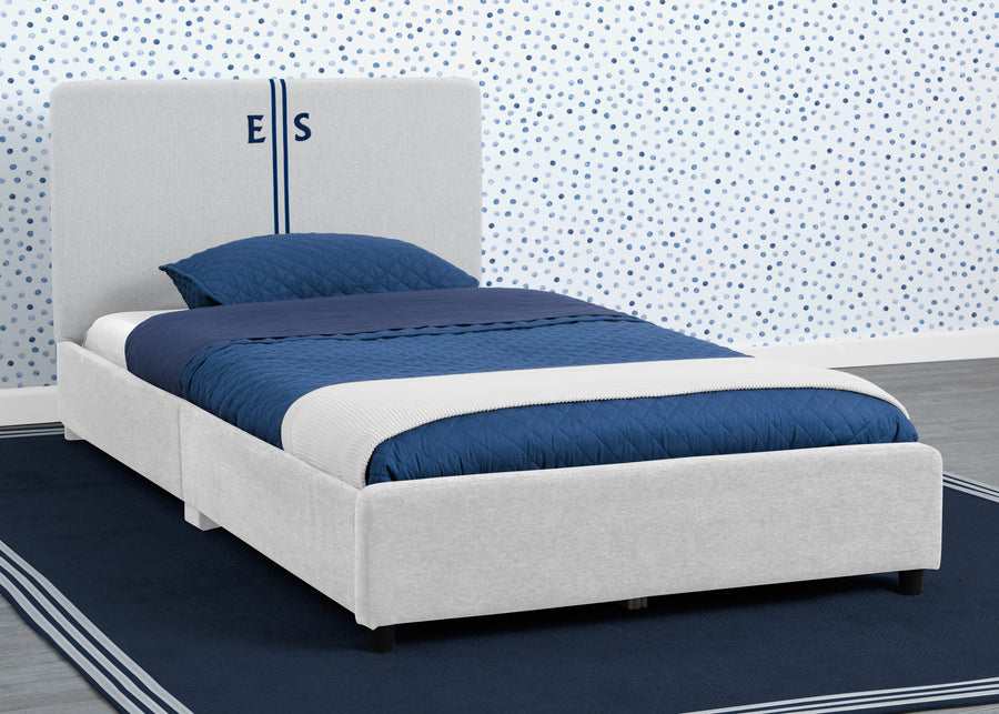 Dove Grey Stripe (1604) 30-Personalized Upholstered  Twin Bed with Headboard