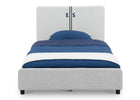 Dove Grey Stripe (1604) 31-Personalized Upholstered  Twin Bed with Headboard