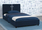 Navy Tweed Stripe (1605) 37-Personalized Upholstered  Twin Bed with Headboard