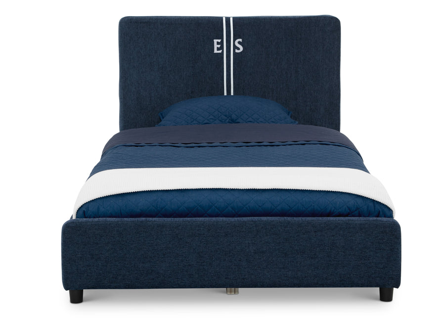 Navy Tweed Stripe (1605) 38-Personalized Upholstered  Twin Bed with Headboard