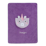 Personalized Sherpa Throw Blanket with Storage Pocket for Kids - Purple Unicorn (1256) - Accessories