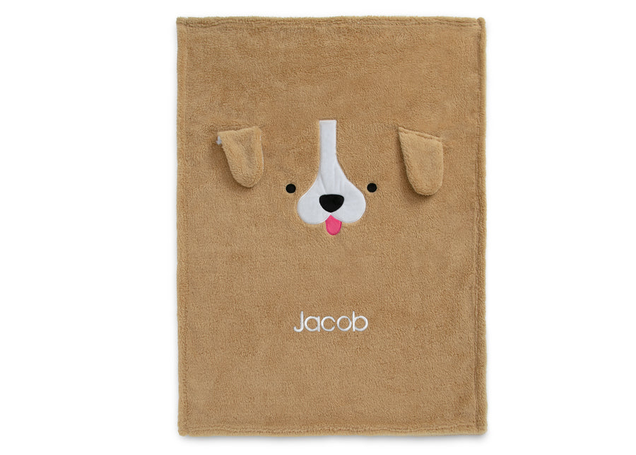Tan Dog (1239) 2-Personalized Sherpa Throw Blanket for Kids