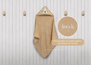Tan Dog (1239) 0-Personalized Baby Hooded Bath Towel