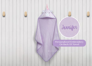 Light Purple Unicorn (1262) 2-Personalized Baby Hooded Bath Towel