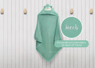 Light Teal Owl (1258) 1-Personalized Baby Hooded Bath Towel
