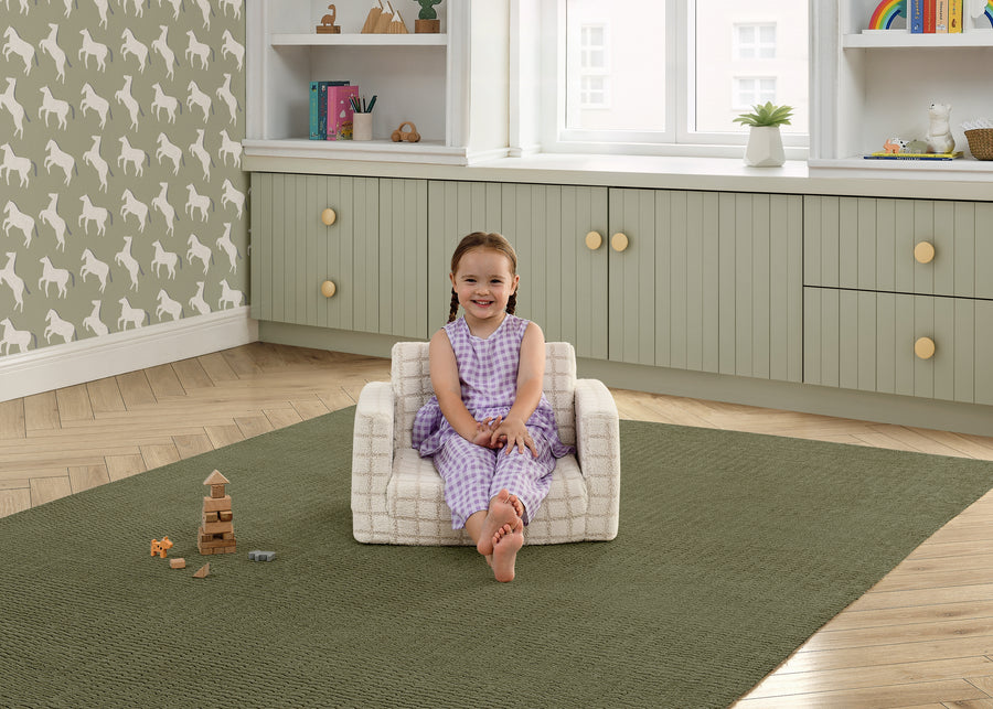 Cream (1708) 8-Checkered Cozee Flip-Out 2-in-1 Convertible Chair to Lounger