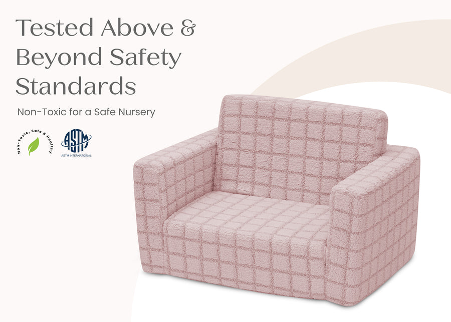 Pink (1710) 28-Checkered Cozee Flip-Out 2-in-1 Convertible Chair to Lounger