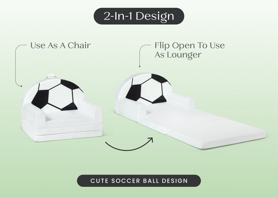 Soccer Ball (1713) 3-Cozee Soccer Ball Figural Flip-Out 2-in-1 Convertible Chair to Lounger