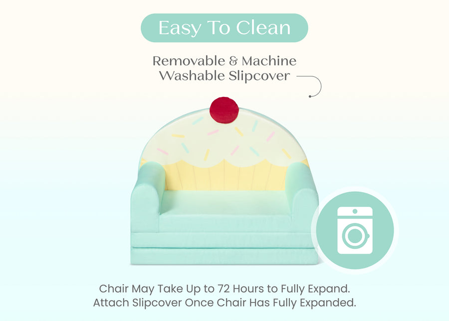 Cupcake Rainbow (1715) 5-Cupcake Rainbow Figural Flip-Out 2-in-1 Convertible Chair to Lounger