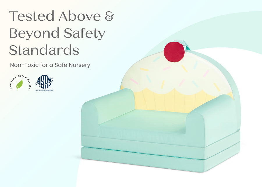 Cupcake Rainbow (1715) 6-Cupcake Rainbow Figural Flip-Out 2-in-1 Convertible Chair to Lounger