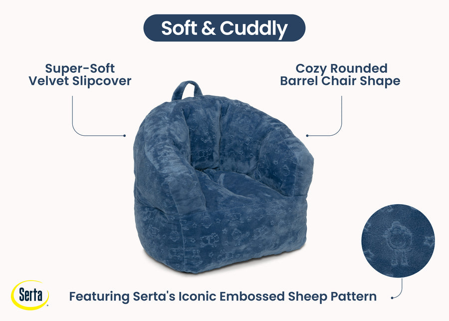 Denim Blue (1696) 6-Kids Plush Barrel Chair