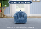 Denim Blue (1696) 2-Kids Plush Barrel Chair
