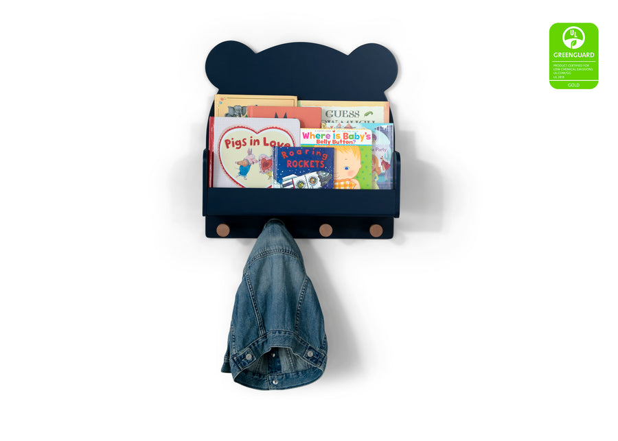 Navy (1270) 3-Brannan Bear Wall Shelf with 4 Hooks