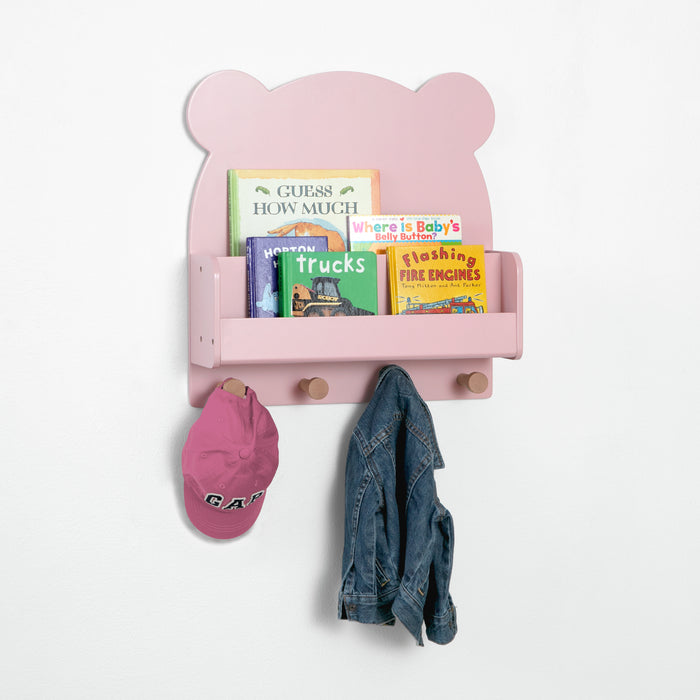 FL86740GP 1271 wallmounted shelf blush lifestyle 103 0-Brannan Bear Wall Shelf with 4 Hooks