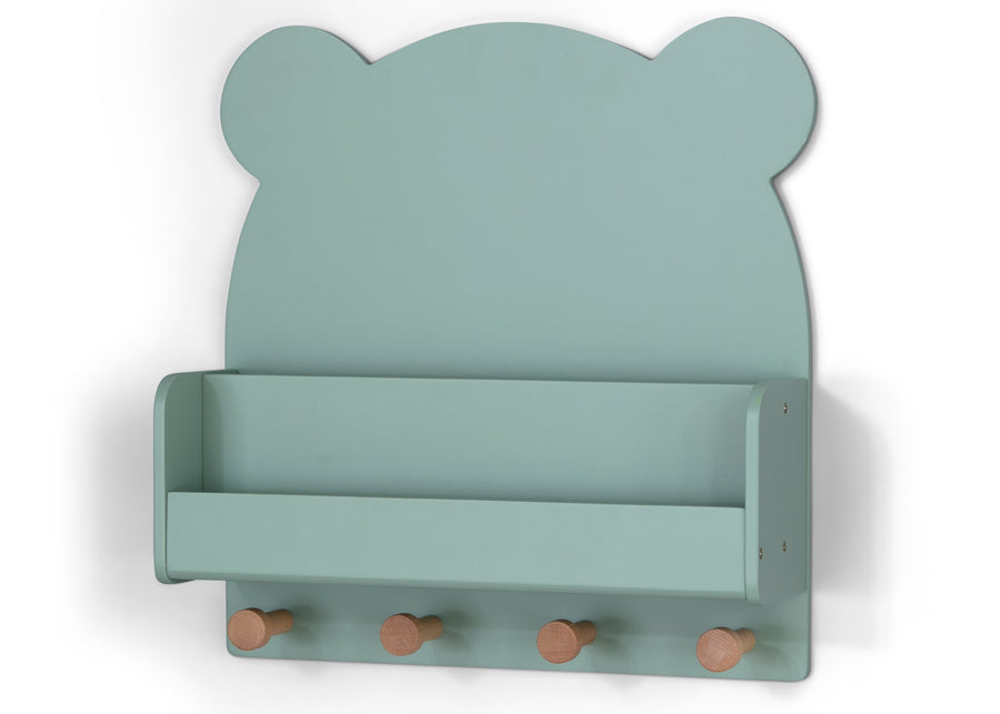 Sage Green (1284) 35-Brannan Bear Wall Shelf with 4 Hooks