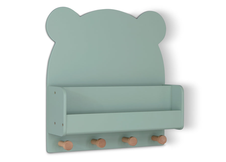 Sage Green (1284) 34-Brannan Bear Wall Shelf with 4 Hooks