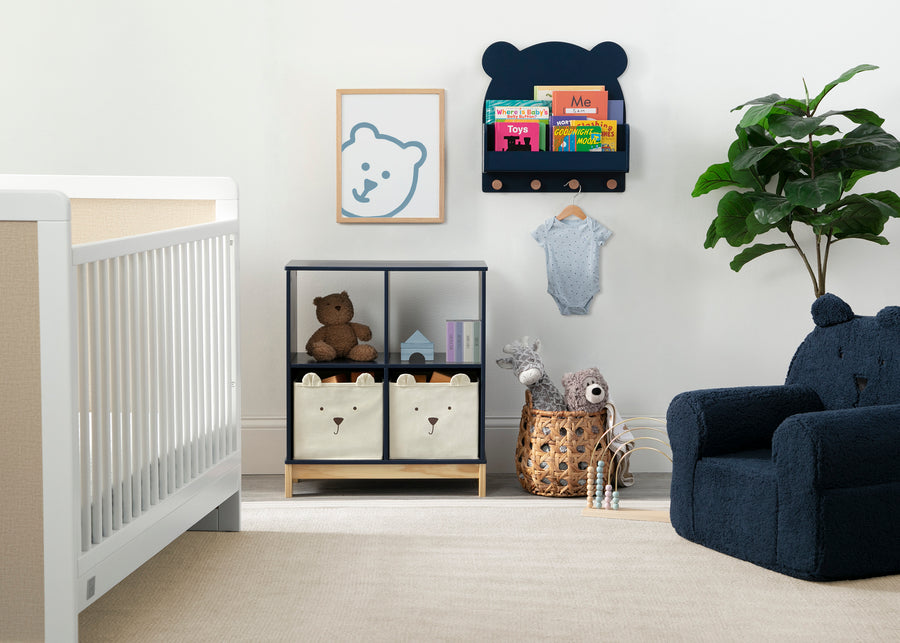 Navy (1270) 13-Brannan Bear Bookcase with Bins