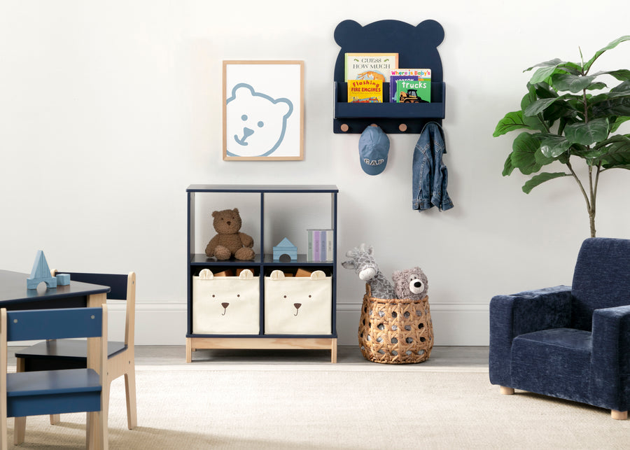 Navy (1270) 2-Brannan Bear Wall Shelf with 4 Hooks