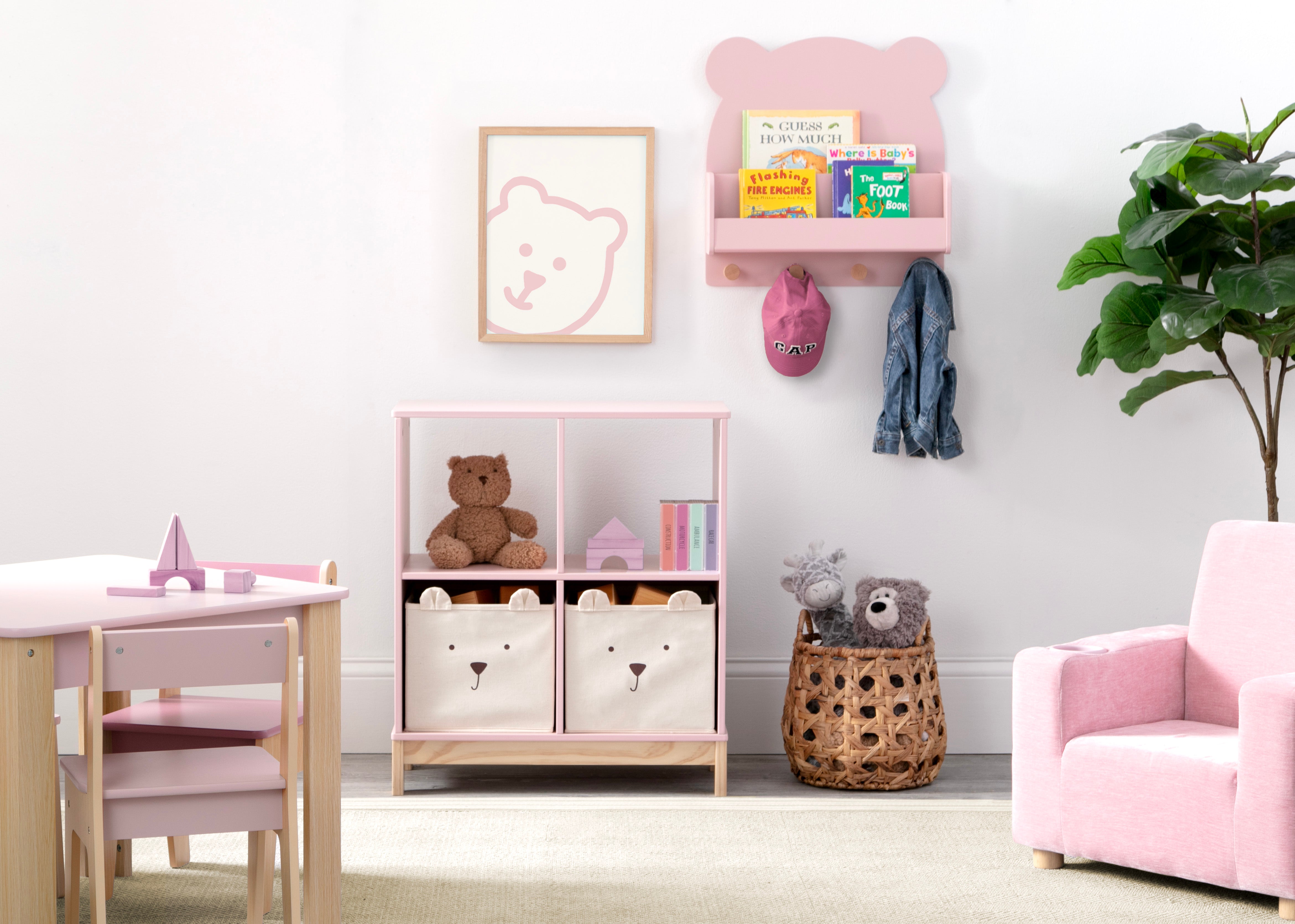 Brannan Bear Wall Shelf with 4 Hooks | Delta Children