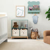 Nursery room with children's furniture, toys, and decor. 15-Brannan Bear Bookcase with Bins
