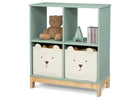 Children's storage unit with teddy bear design on the doors against a white background 16-Brannan Bear Bookcase with Bins