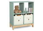 Children's bookshelf with teddy bear and storage bins on a white background 23-Brannan Bear Bookcase with Bins