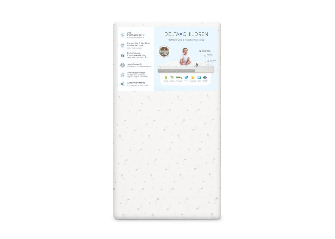 Delta Children crib mattress on a white background