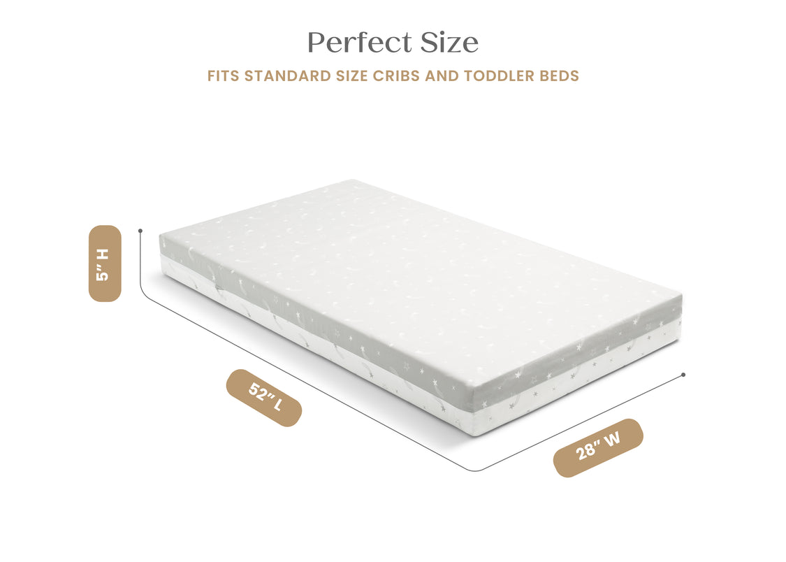 Mattress with dimensions labeled on a white background