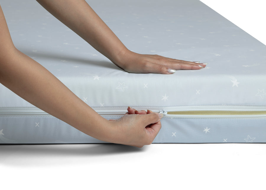 Blue and Light Blue (NO) 10-Refresh 2-Stage Crib and Toddler Mattress